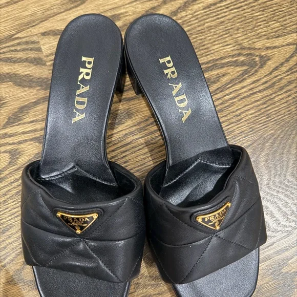 Prada Black Quilted Mules - Picture 3 of 8